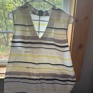 Ann Taylor Striped Sleeveless Blouse - Yellow, Black, Cream